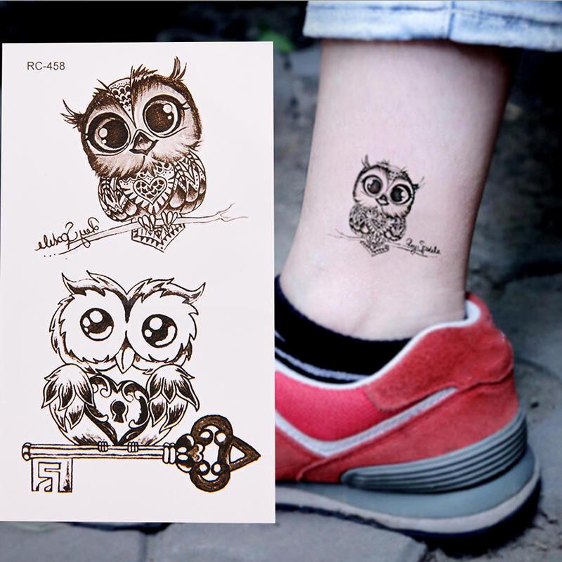 1Pc Waterproof Temporary Owl Tattoo Sticker Removable For Leg Body Sticker Waterproof Minimalist Tattoo Sticker