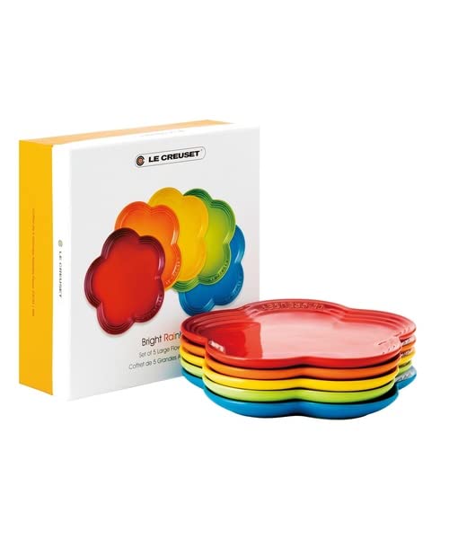 

Le Creuset Flower Plates, LC, 23cm, Rainbow, Heat-Resistant, Microwave-, Oven-, and Dishwasher-Safe, Pack of 5 [Official Japanese Product]