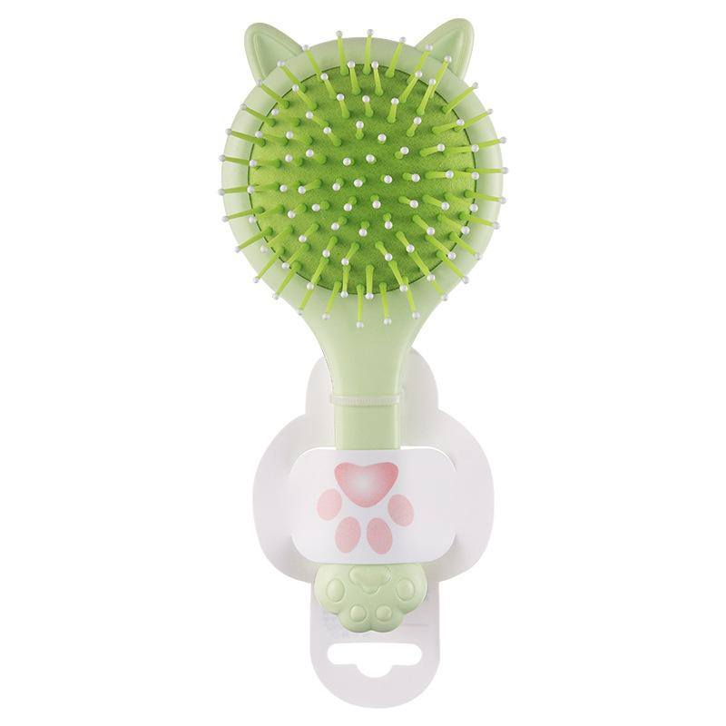 Mini Cat Ear Massage Airbag Hair Brush With Makeup Mirror Cartoon Hairdressing Comb For Girls
