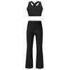 Top corto sin mangas con cuello en U y tirantes cruzados en la parte trasera para niños y niñas, con pantalones para bailar, gimnasio y deportes