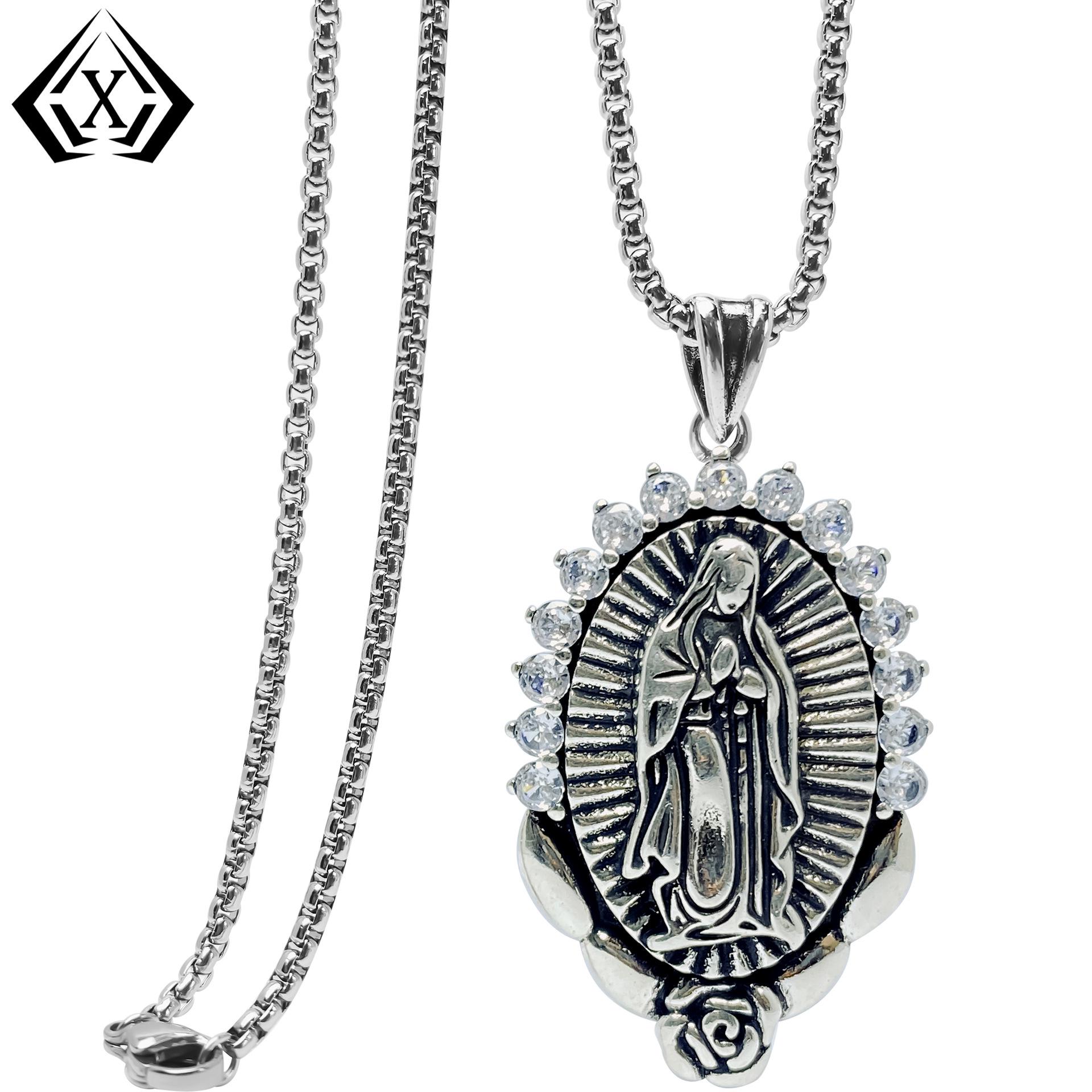 Ретро-подвеска-ожерелье Xiewei er с цирконом и изображением Девы Марии