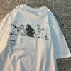 Japan Harajuku Queuing Cat Fun Printing Women'sT-Shirts Loose Oversized Short Sleeve Fashion Casual Clothing Soft  Hip Hop Tees