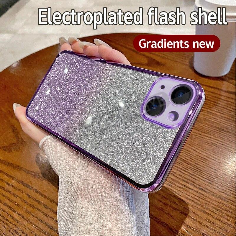 

Для IPhone 13 Mini Case Гальваника Мягкий Блеск ТПУ Задняя крышка сотового телефона IPhone 13 Mini Phone Case для девочек и женщин IPhone 13 Mini фиолетовый