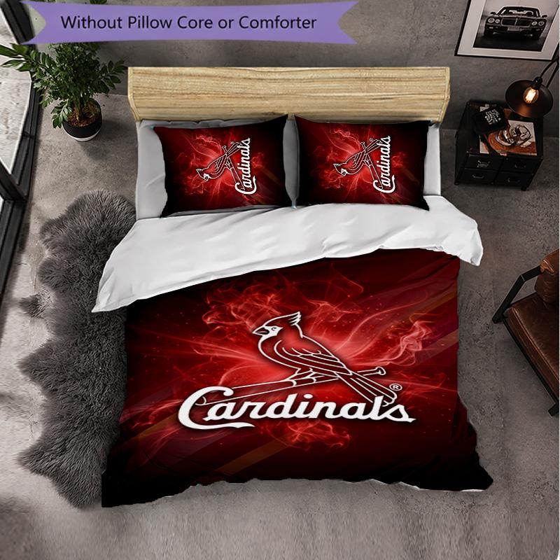 St. Louis Cardinals Pattern Microfiber 3Pcs Bedding Set Decor Duvet Cover Set For Bedroom Home Use