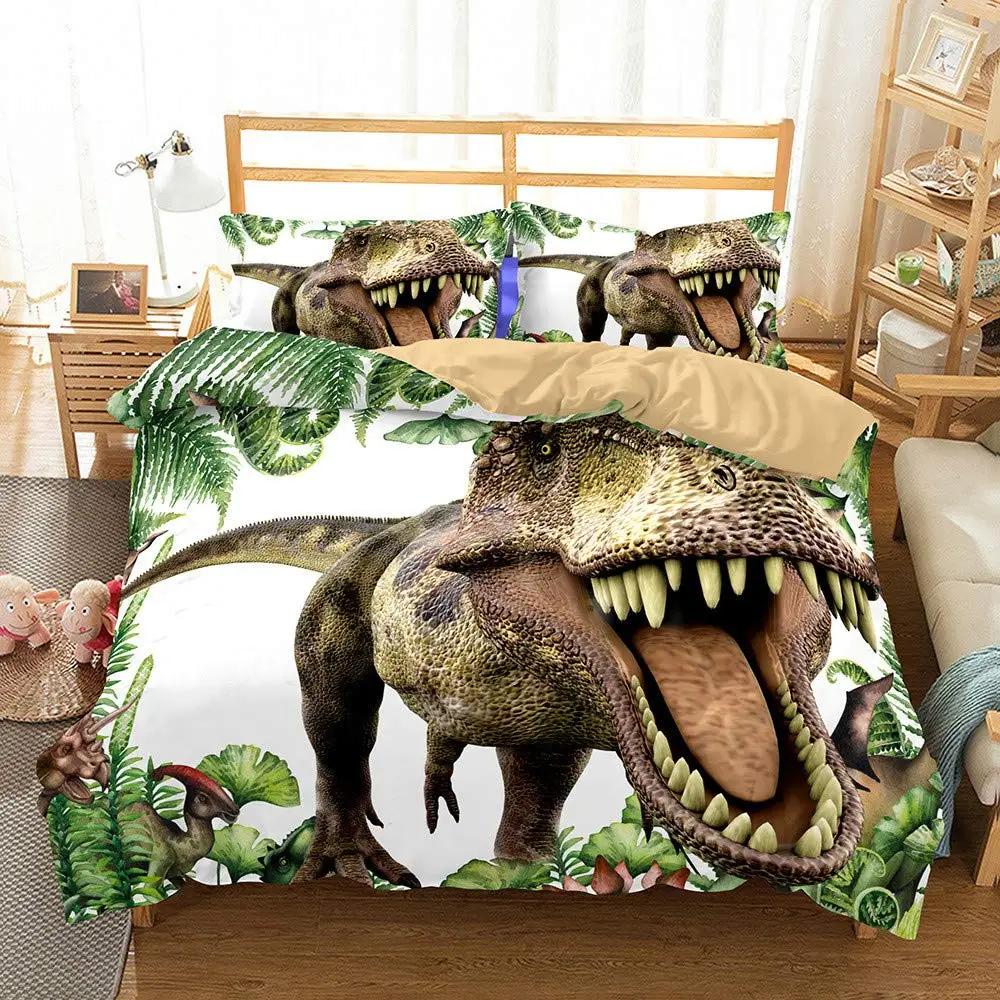 Povlečení na peřinu s dinosaury, černým motivem evoluce, vyhynulých predátorů a zvířat, sada ložního prádla, celá manželská postel, velikost Queen, velikost King, polyesterová prošívaná deka