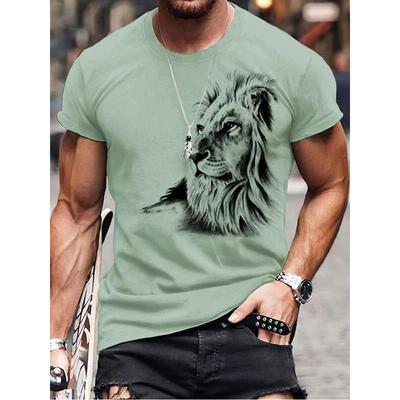 Vintage ανδρικό μπλουζάκι Animal Tees τρισδιάστατη εκτύπωση με μοτίβο λιονταριού κοντομάνικο μπλουζάκια καλοκαιρινά αναπνέοντα πουκάμισα γυμναστικής για ανδρικά ρούχα