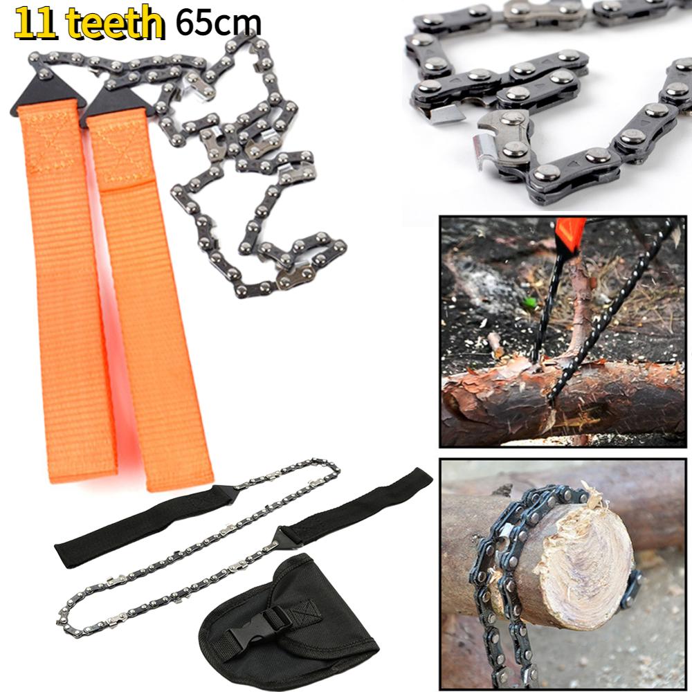 Drujbă portabilă de mână cu lanț de 24 inch, manuală, cu lanț din cablu de oțel, drujbă de buzunar pliabilă, ascuțită pentru utilizare la camping/drumeții/pescuit/picnic