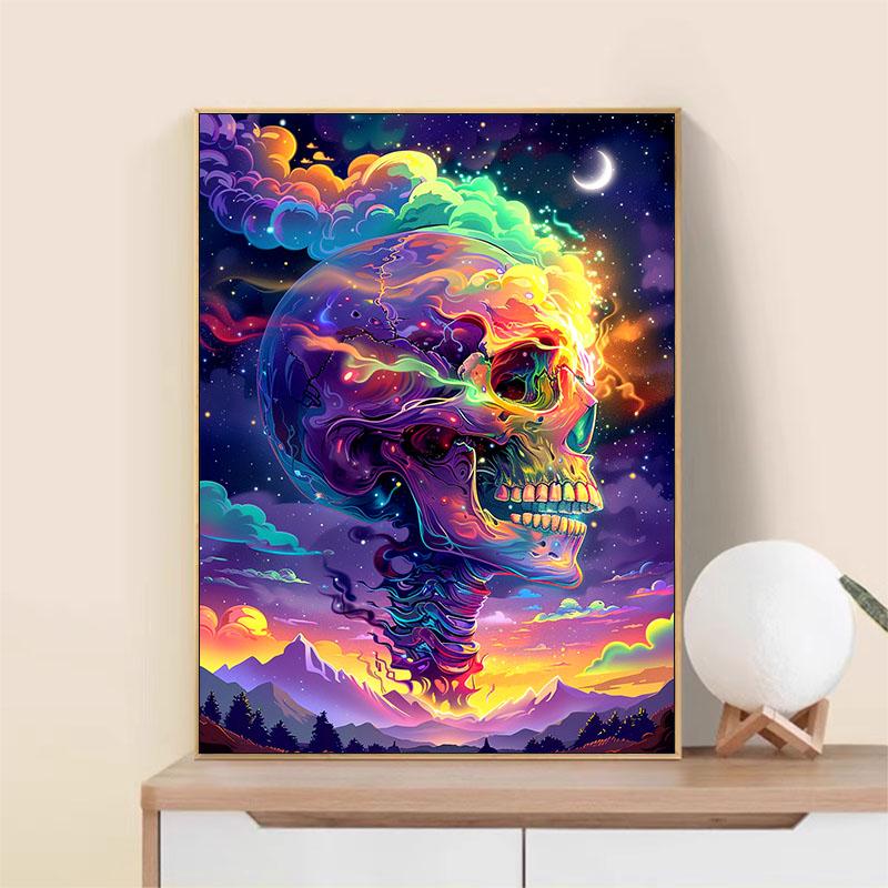 5d DIY Diamond Painting Cross Stitch Abstract Colored Skull Diamond Embroidery Mosaic Full Round Drill Home Decor Arts