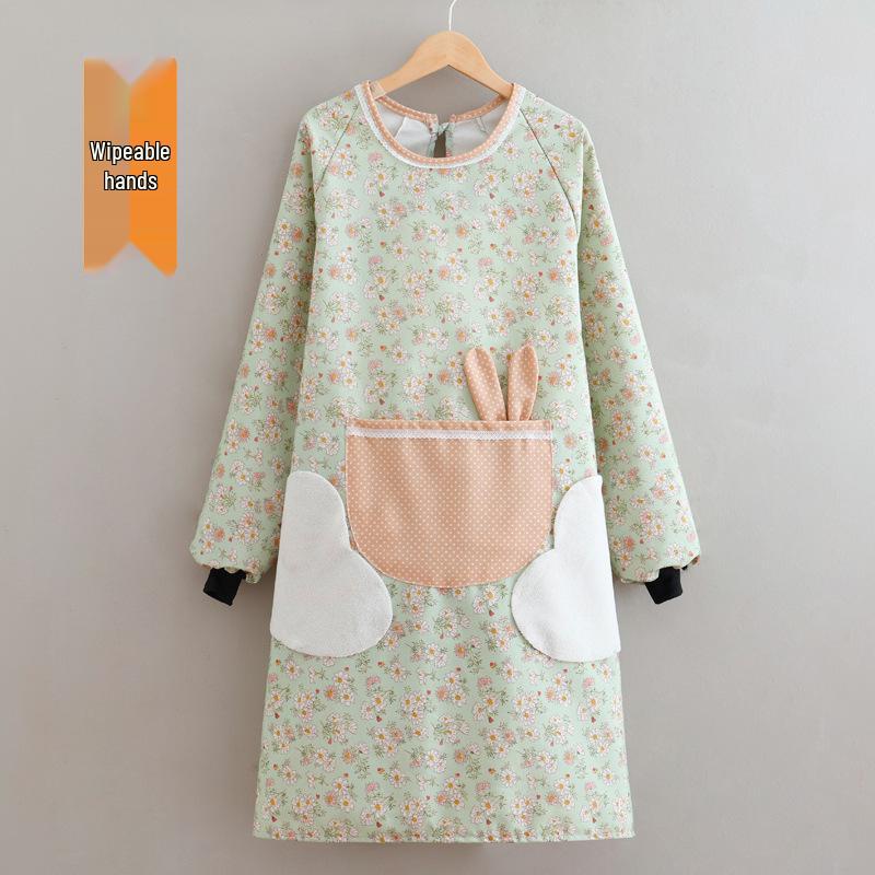 2024 Women's Long Sleeve Waterproof Kitchen Apron - Oil-Proof Coveralls for Home Use