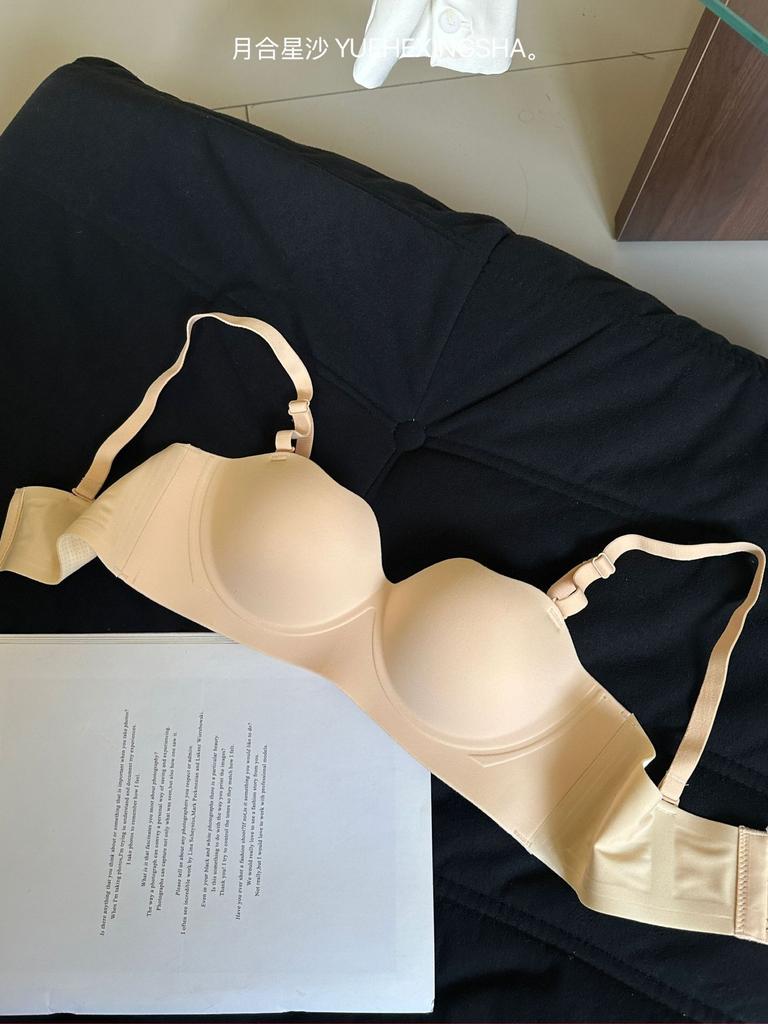 One-piece gathering sexy seamless bra memory steel ring adjustment bra with thin breasts