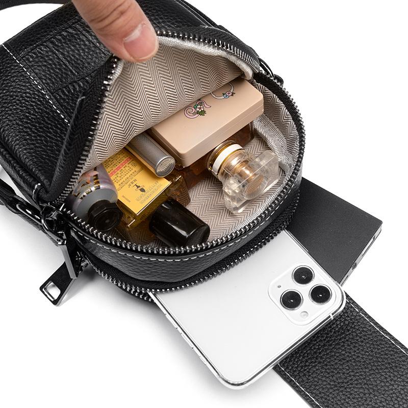 Leather Women's Bag First Layer Cowhide Mobile Phone Bag Spring New Fashion Simple Shoulder Messenger Bag Small Bag