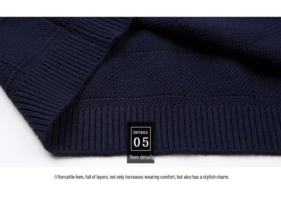 2019 Autumn Color Block Men's V-Neck Pullover Sweater, Korean Style, Slim Fit, Plus Size, Fashionable Base Layer.