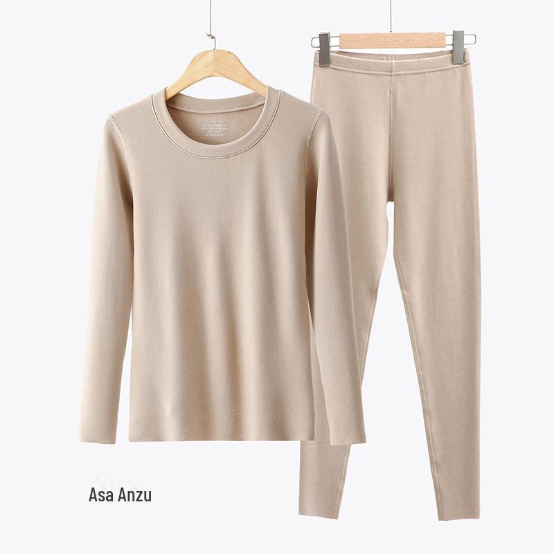 Women's Seamless Thermal Fleece Underwear Suit with Hyaluronic Acid - Slim Fit, Plus Size, Autumn Pants