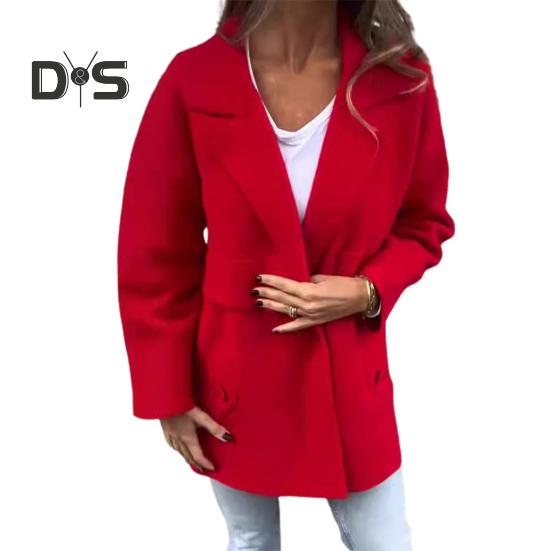 

Женская куртка с отложным воротником и карманами, однотонная, с пуговицами, декорированная, свободная, с длинными рукавами, для поездок на работу, свиданий, офиса, весна, осень, зима, пальто XXL красный