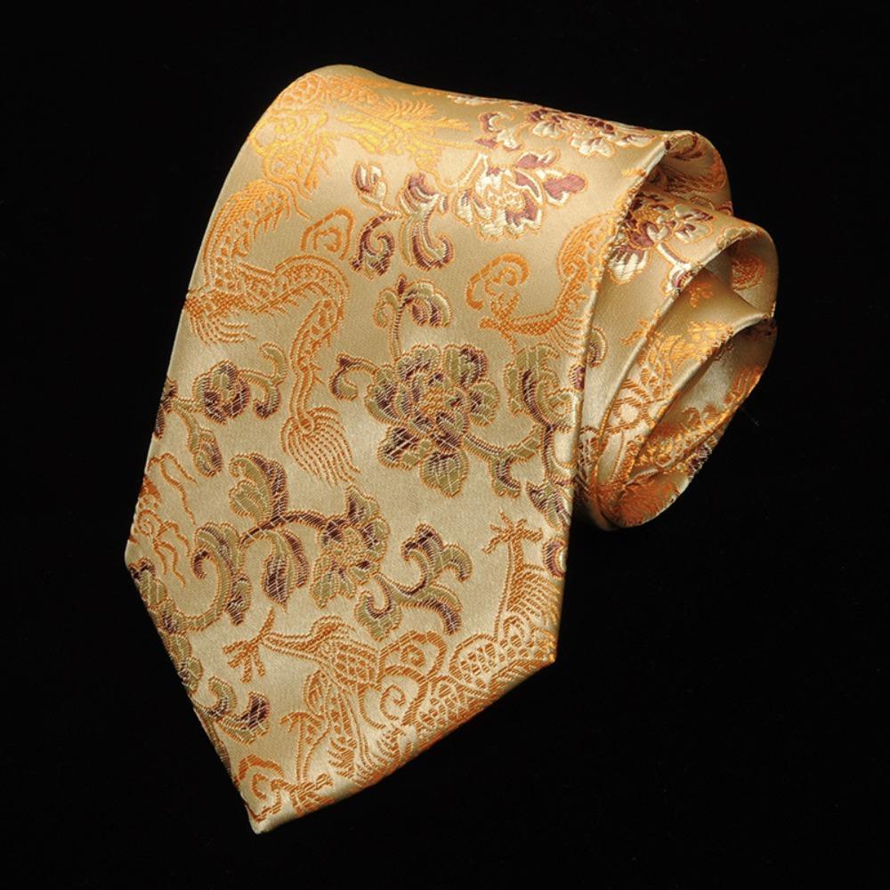 Adjustable Jacquard Silk Tie National Men Necktie Fashion Chinese Dragon Pattern Tie Wedding