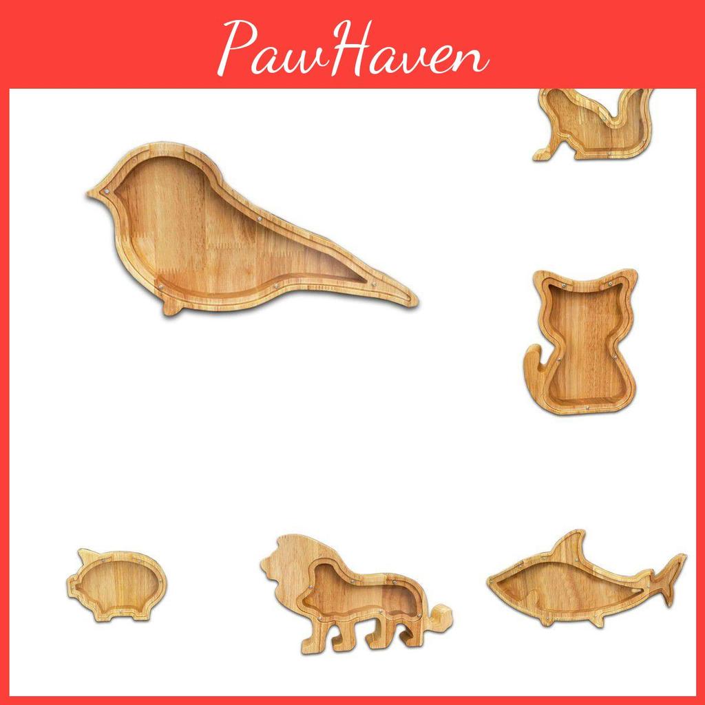 Adorable Wooden Animal Money Box With Transparent Design For Kids Saving Joy