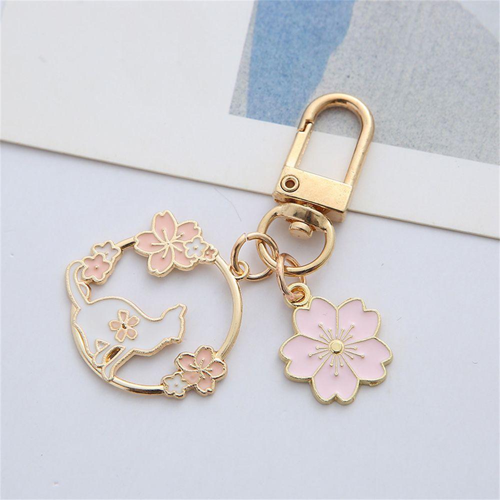 Interior Accessories Bag Ornaments Pink Sakura Bag Pendants Rabbit Cat Keychain Key Rings