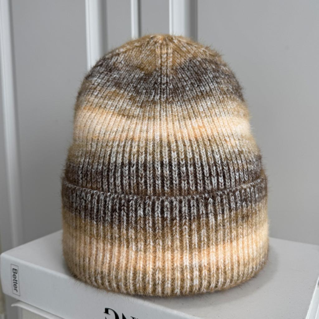 Multi-color Gradual Change Knitted Hat Winter Outdoor Warm Personality Color Trend Versatile Ear Protector Cold Hat Men and Women