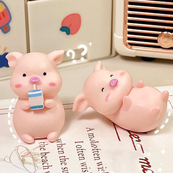 Mini Pig Figurines Cartoon Toy Cute Toppers for Home Piglet Cake Miniature Pig Office Desk Birthday