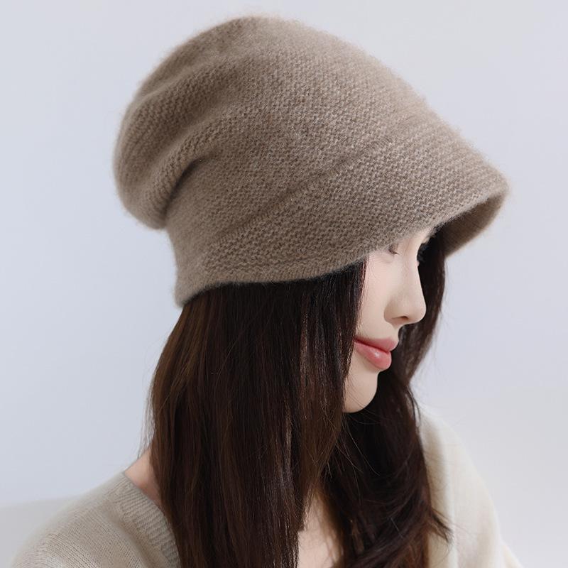 Damen 100% Reines Kaschmir Strickmütze - Lässig, Vielseitig, Einfarbig, Warmes Modeaccessoire