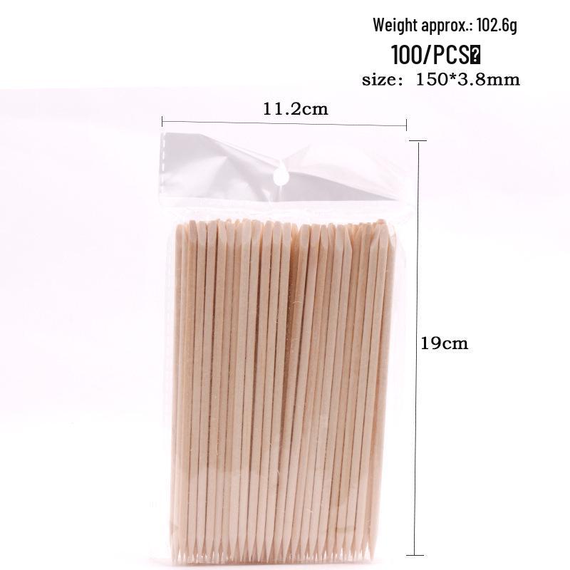 Doppelendiger Orangenholzstab Nagelhautschieber 11,4 cm, 100 Stück/Beutel - Nagel Punktierwerkzeug