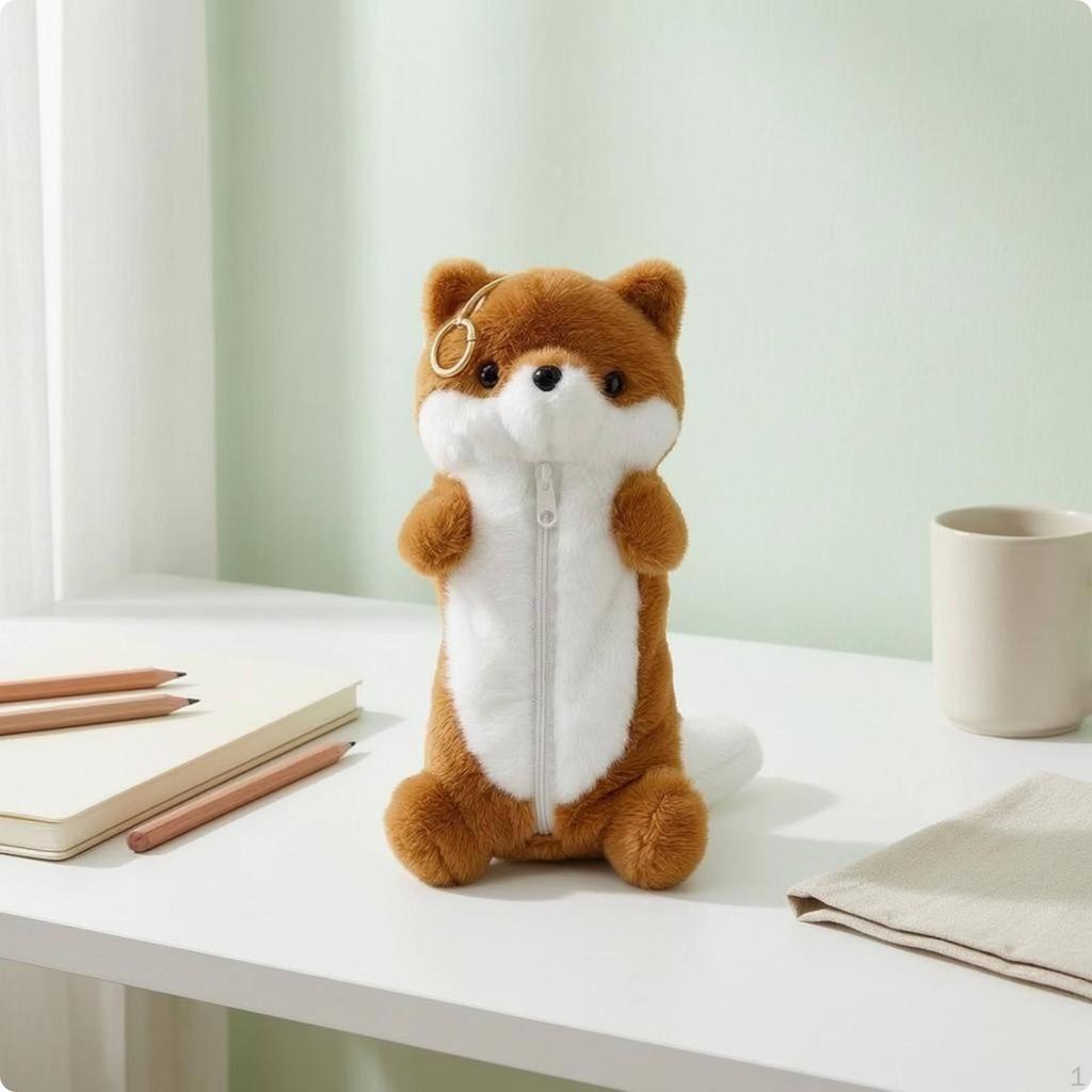 Animal Soft Pencil Case Fleece Standing Design School Supply