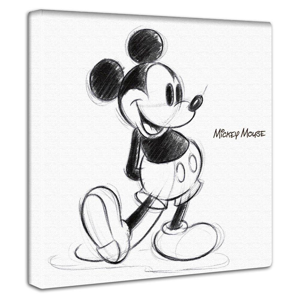 Disney Mickey Mouse Art 30cm X Made In Stylish Interior Living Room Fabric Panel, 30cm, Japan, Poster, Decor, Decor, Sketch, Illustration, Monochrome,