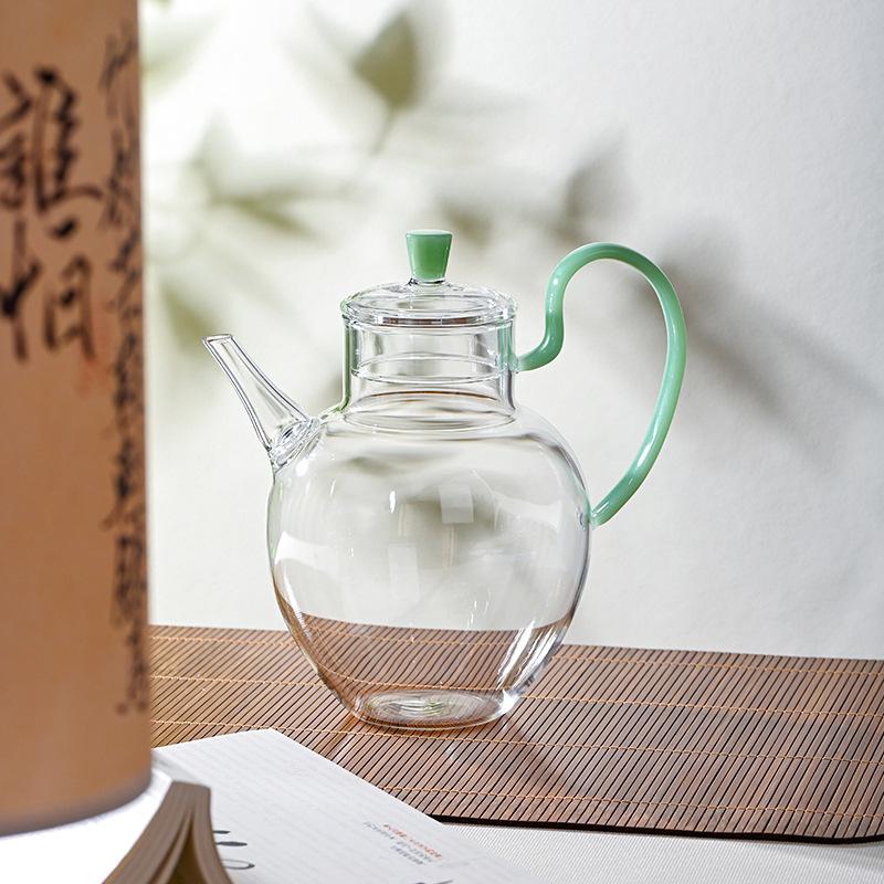 Glass Teapot with Heat-Resistant Handle, Tea Separation Set, Small Hand-Held Brewing Pot