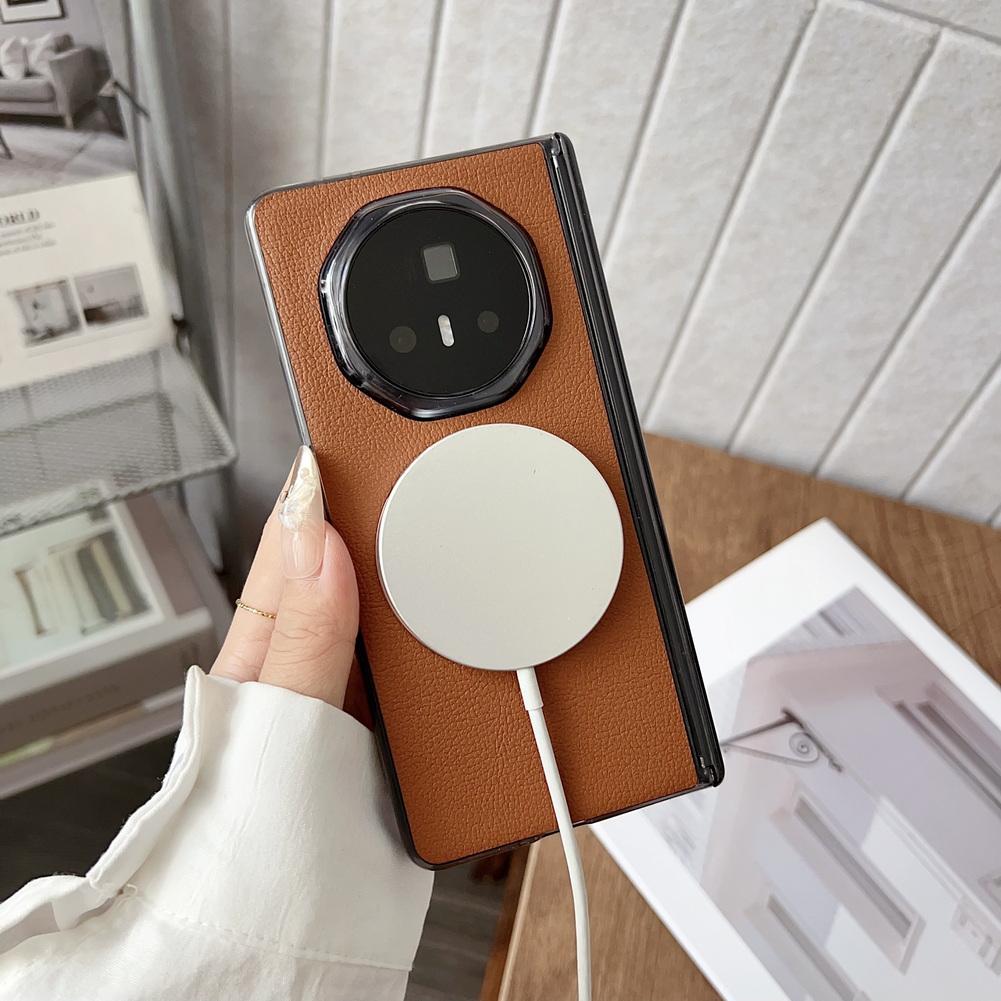 Funda de Teléfono con Bisagra de Auto-retorno de Cuero Granulado y Anillo Magnético Delgado Para Honor Magic V 3 magic v3 Cubierta Protectora de Cámara