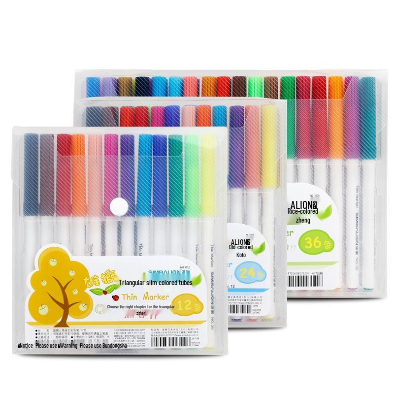 

Simbalion Watercolor Pens: 12, 24, 36 Colors with Triangular Holder for Kids’ Doodling 12-color