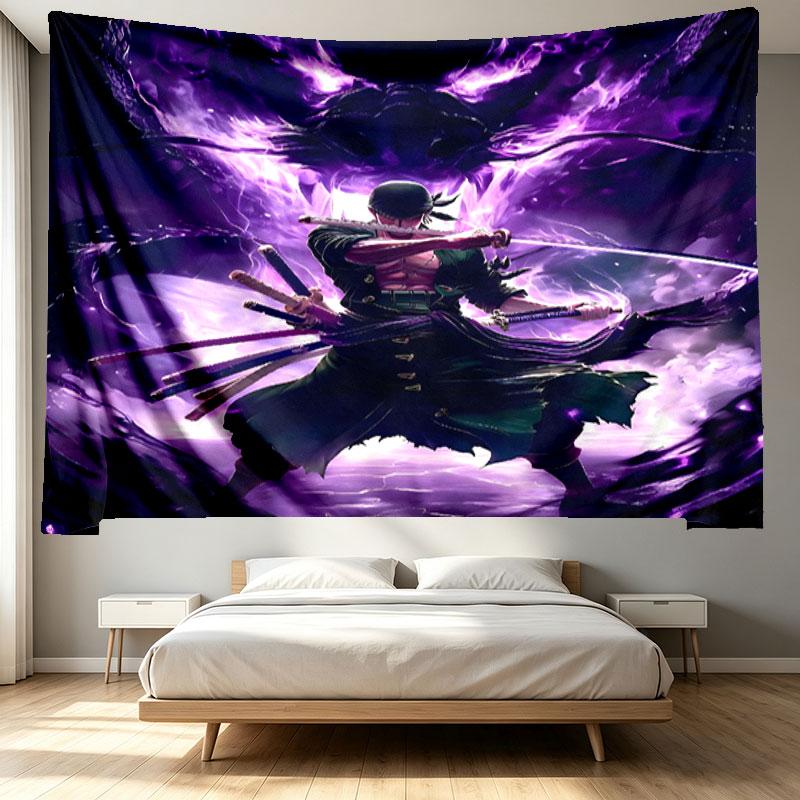 Roronoa Zoro Print Tapestry - Portable Wall Decor Cloth, for Home, Dorm, Travel, Bedroom, Living Room - Ideal Birthday Housewarming Gift
