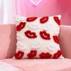 Yousheng Valentine's Day Cushion Cover Red Plush Lips Pattern Throw Pillow Cover Soft Decorative Pillow Case for Sofa Bed Home Anniversary Decor