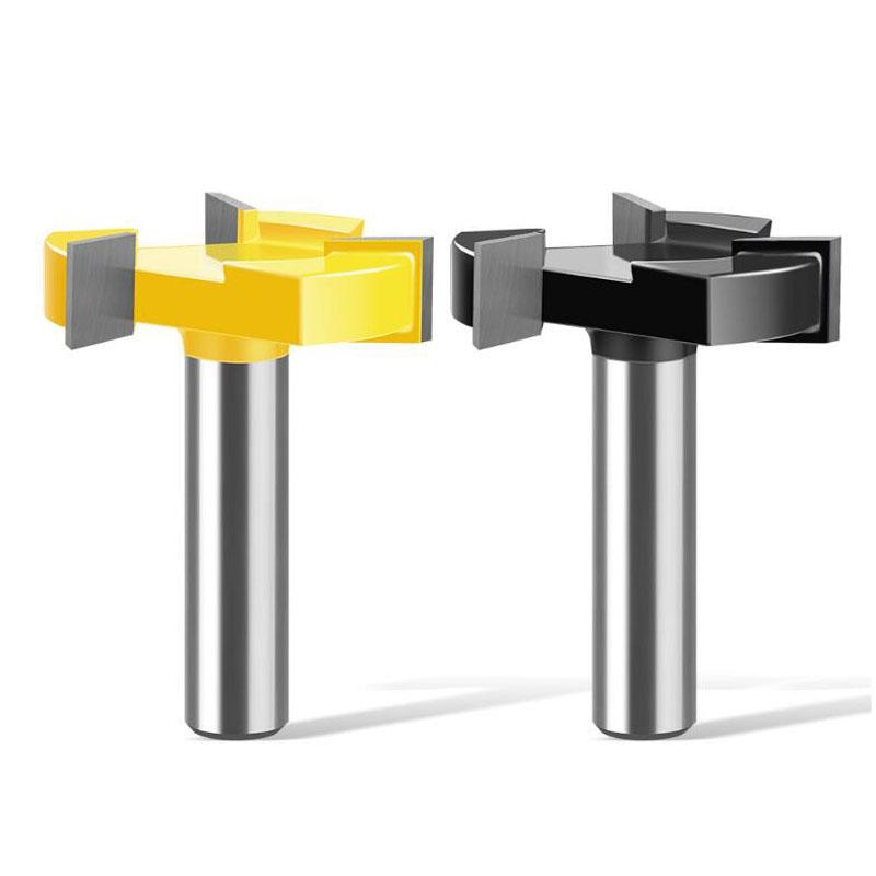 Three-point T-Cutter Sole Clearing Router Bit Slotted Cutter Four-point Slotting Cutter Woodworking Tools 1/2 Inch 12mm Shank