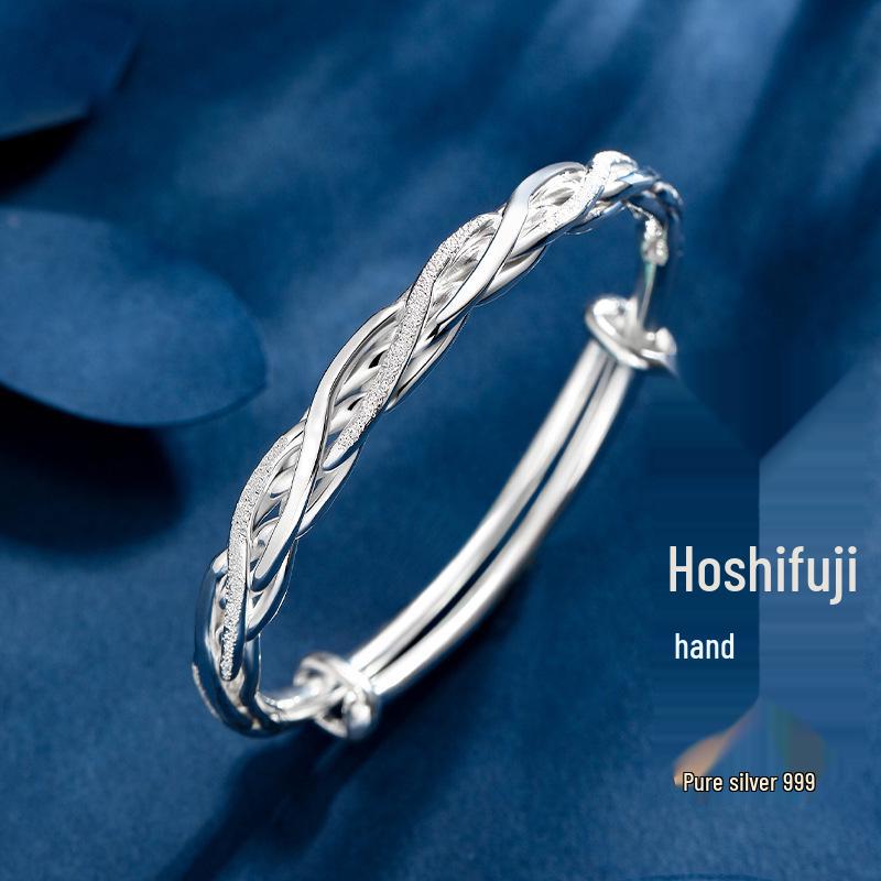 

Ferris Wheel Star Vine Sterling Silver Women s Bracelet - Non-Tarnish Pure Silver Bangle with Push-Pull Closure Pure Silver
