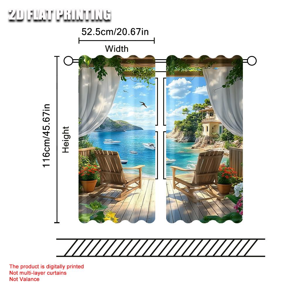 2pc    Window Treatment Curtains scenery Versatile Fabric  Without Electricity Festive Holiday Use for All Occasions decorate