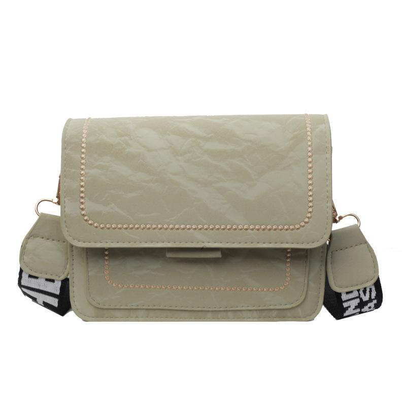 

Foreign style ethnic style wide shoulder strap messenger bag 2024 new trendy leather texture small square bag fashion women s bag зелений