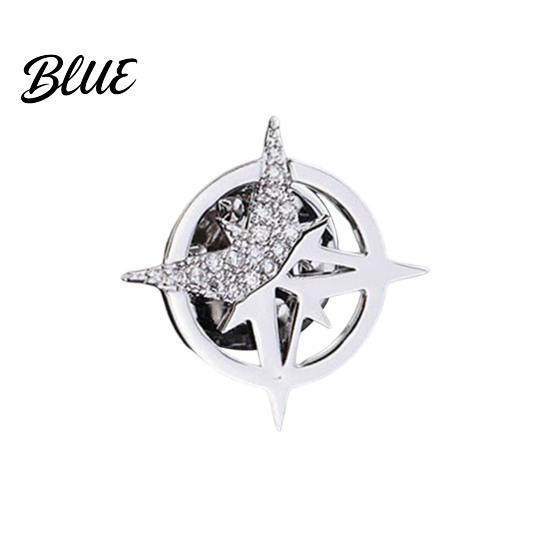 Small Collar Pin Brooch Six-Pointed Star Alloy Sparkling Rhinestones Inlaid