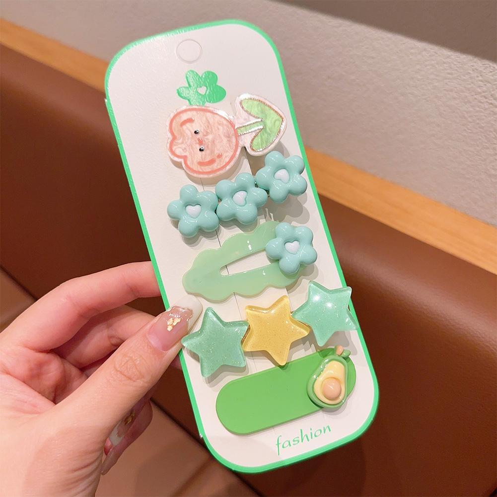 5pcs/set Dopamine Colorful Children's Hair Clip Cute Cartoon Flower Heart-shaped Hairpin Bangs Hair Clip Headwear Hair Accessories