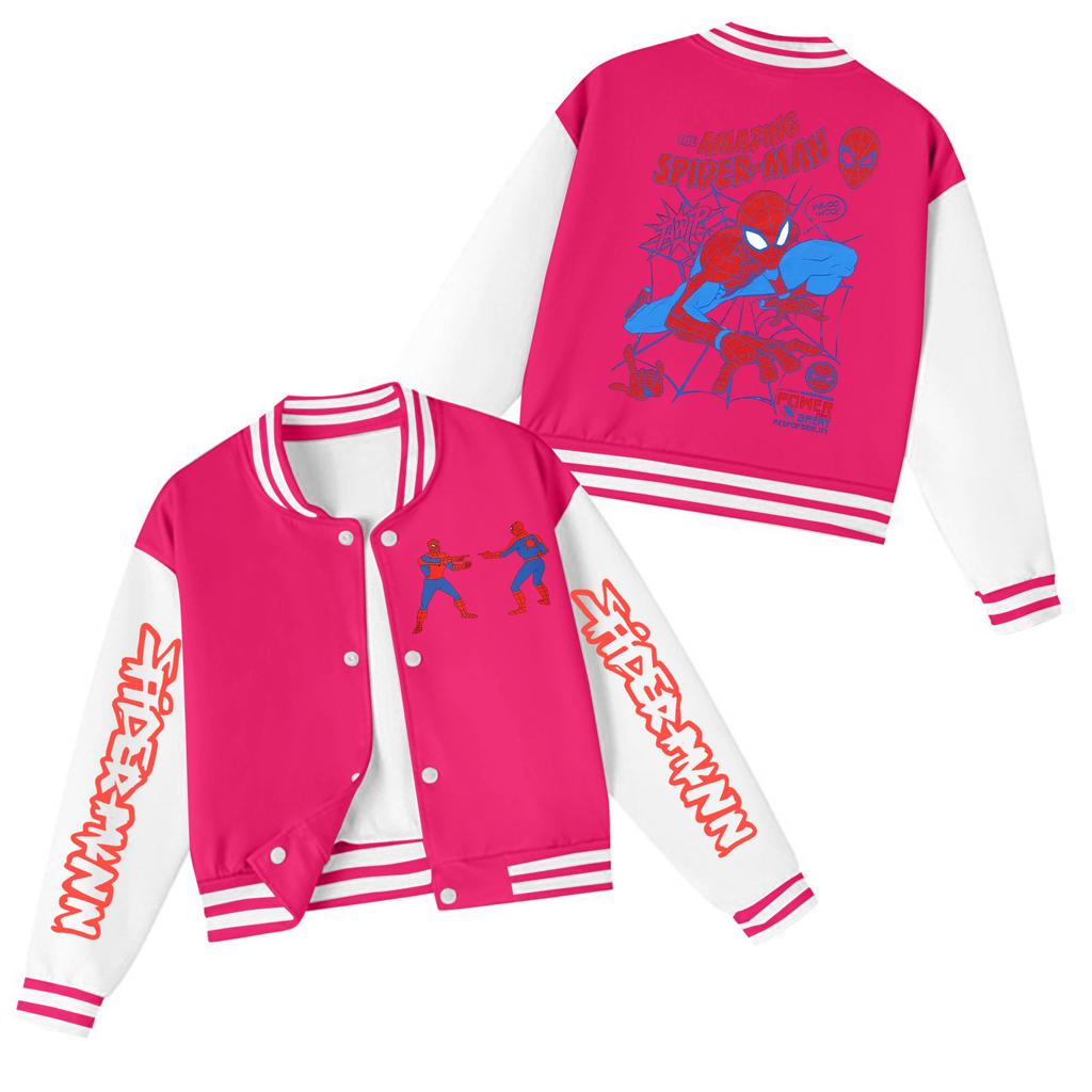 Kids Fashion Baseball Jacket Round Neck Color Casual Outerwear for Boys and Girls