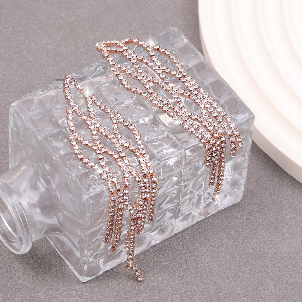 New Fashionable Pair of Exaggerated Large Earrings, Women's Long Style, Round Face with Diamond for Slimming, Fashionable Personality Trend