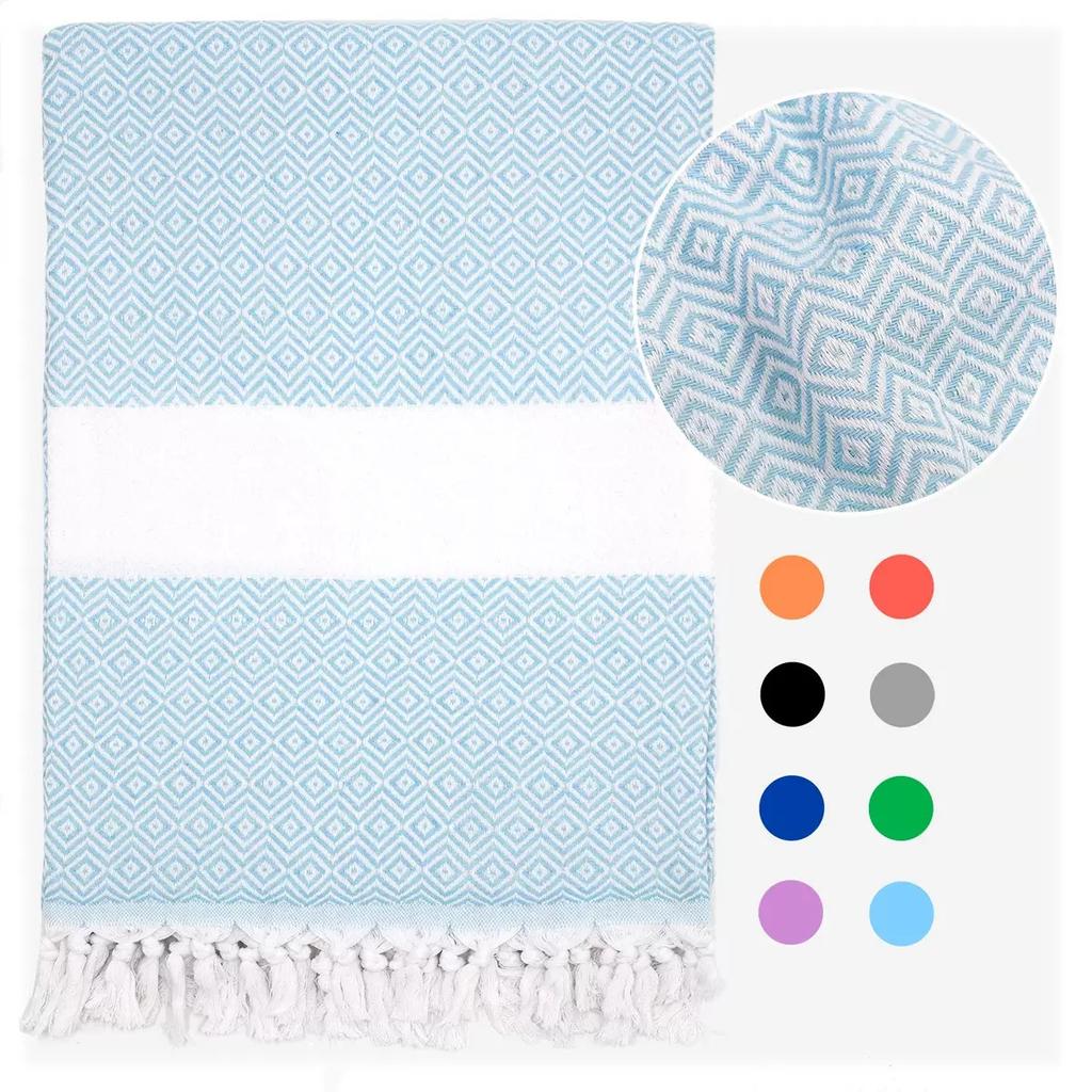 100% Cotton Turkish Tassel Beach Towel Quick-Drying Embroidery Striped Sauna Towel Tropical Style for Summer