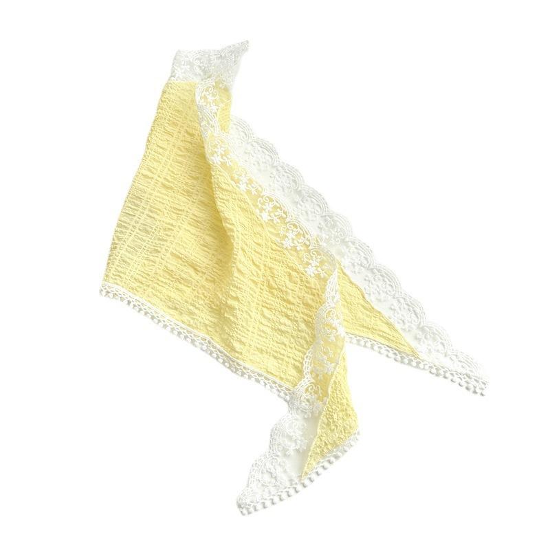 Pastoral sweet lace rhombus scarf spring and summer imitation silk small scarf women's neck scarf