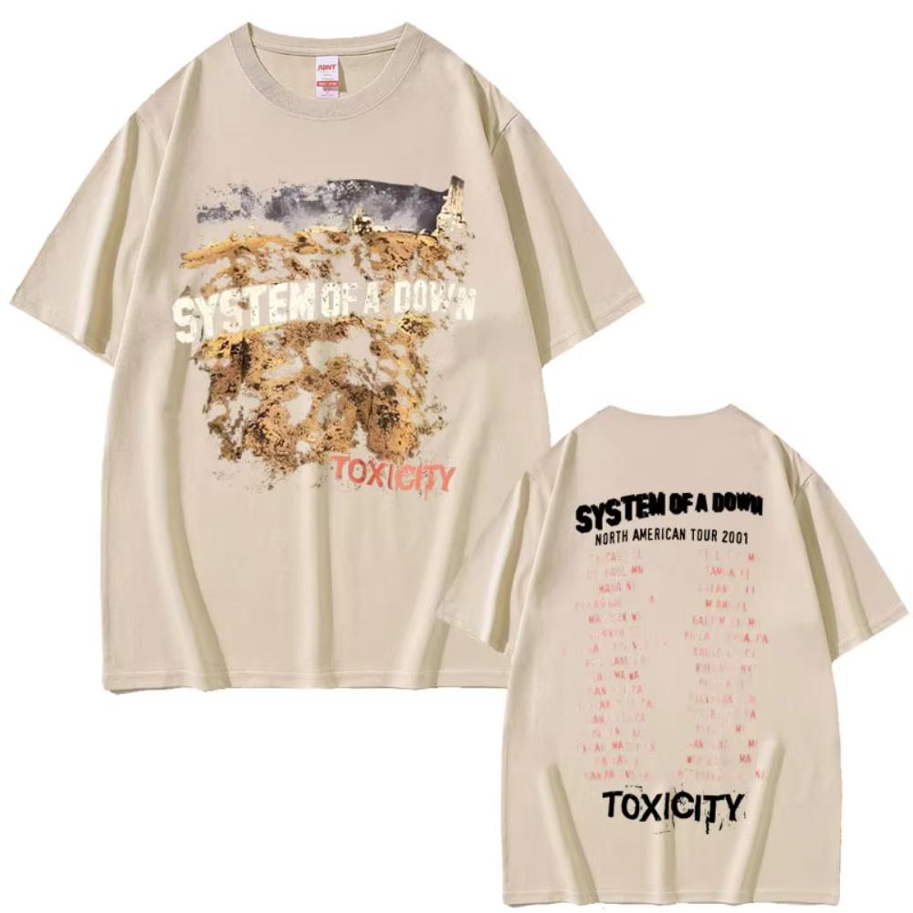 Vintage Rock Band System of A Down Toxicity Tour T Shirts Men's Women Gothic Punk Rock T-shirts Men's Hip Hop Oversized T Shirts
