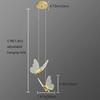 Butterfly Chandelier for Girls Bedroom Purple Pink Acrylic Shade 12W Dimmable LED Pendant Light Fixture Gold Hanging Ceiling Lamp for Staircase