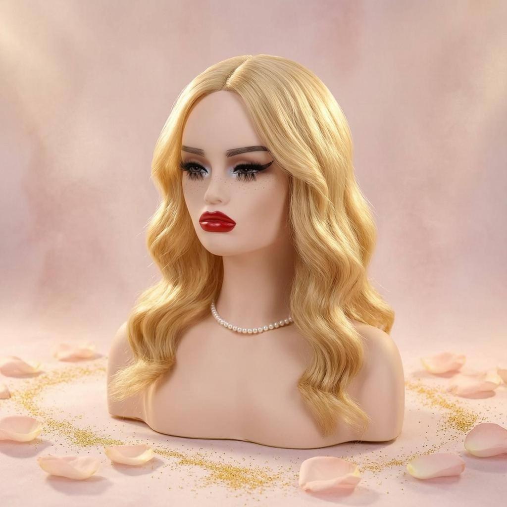 Mannequin Head with Shoulders SkinTone Finish Female Solid Construction Photography