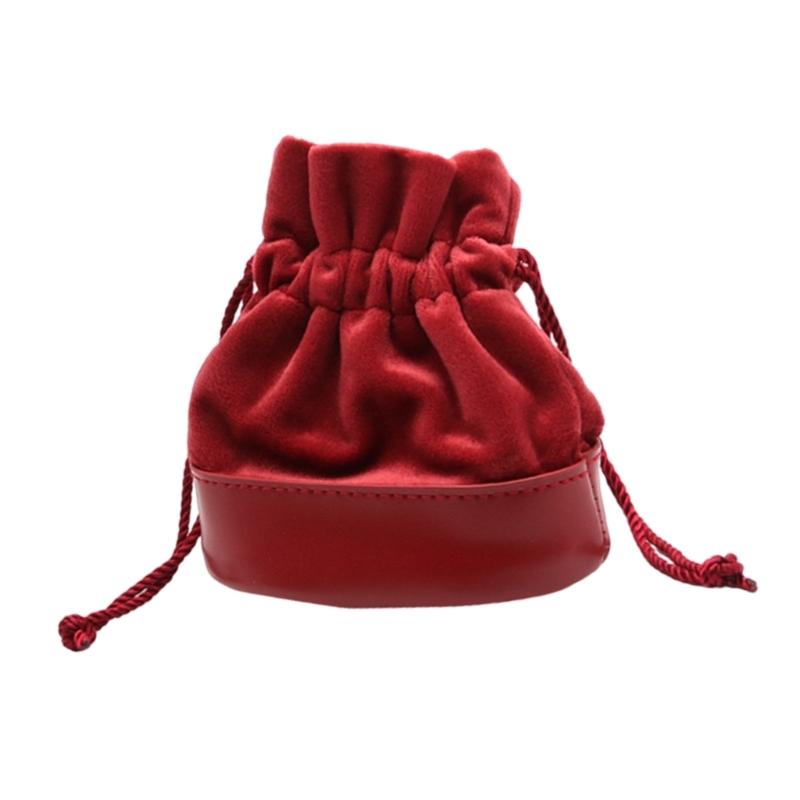 Compact Plush Drawstring Bag Travel Friendly Plush Jewelry Storage Pouches with Secure Drawstring Closure 1 красный