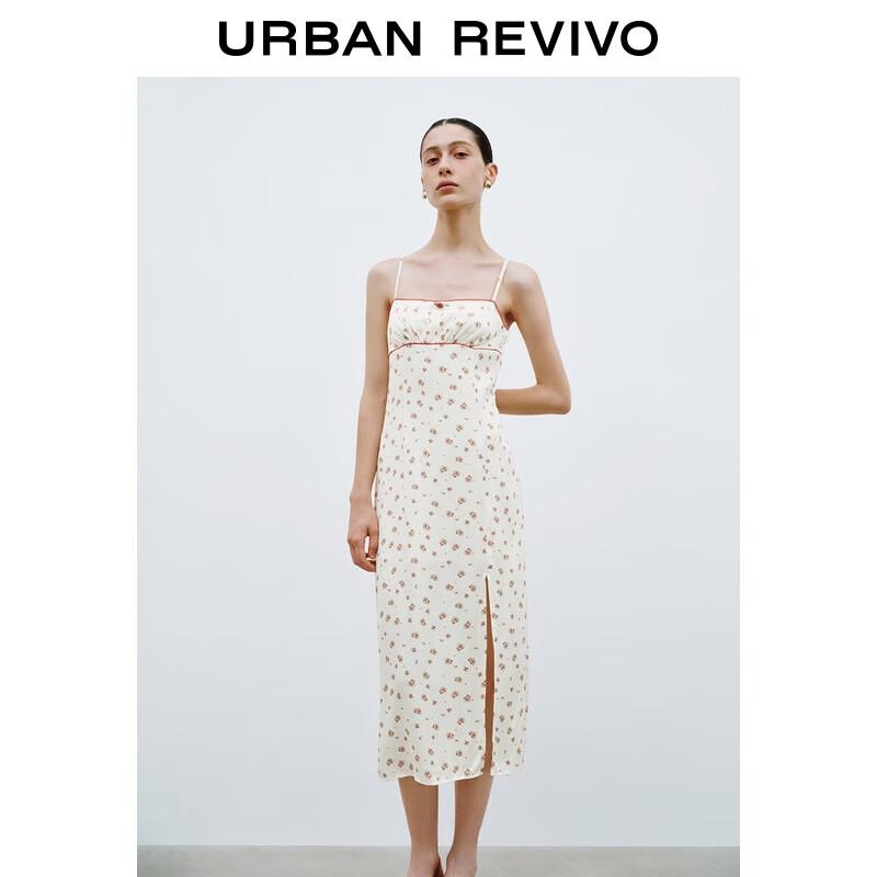 

UR 2025 French Romantic Floral Slit Strap Dress L