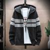 2026 New Men's Hooded Striped Knitted Jacket Fleece Thickened Chenier Cardigan Casual Warm Sweater