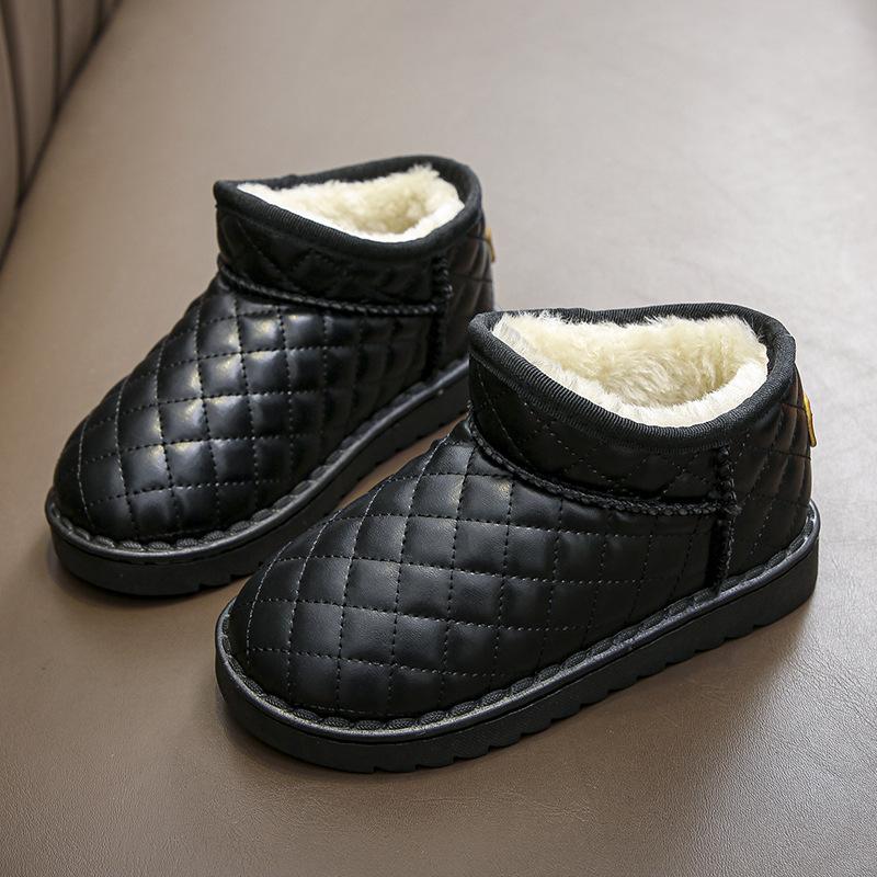 

Clearance children s snow boots, boys winter slip-on short boots, cotton shoes with plush lining, waterproof and thickened, girls warm shoes 25（Purchase according t чёрный