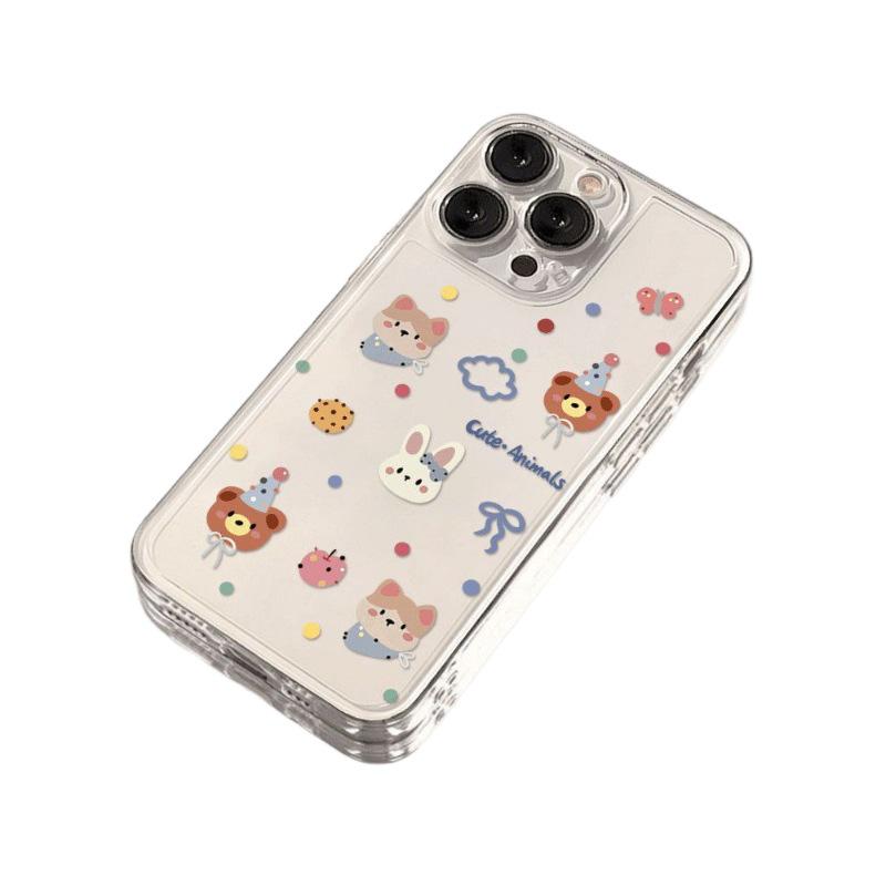 Przezroczyste etui na telefon Little Bear Rabbit dla iPhone 17 Pro, 16, 15, 13 Pro Max, 12, 11